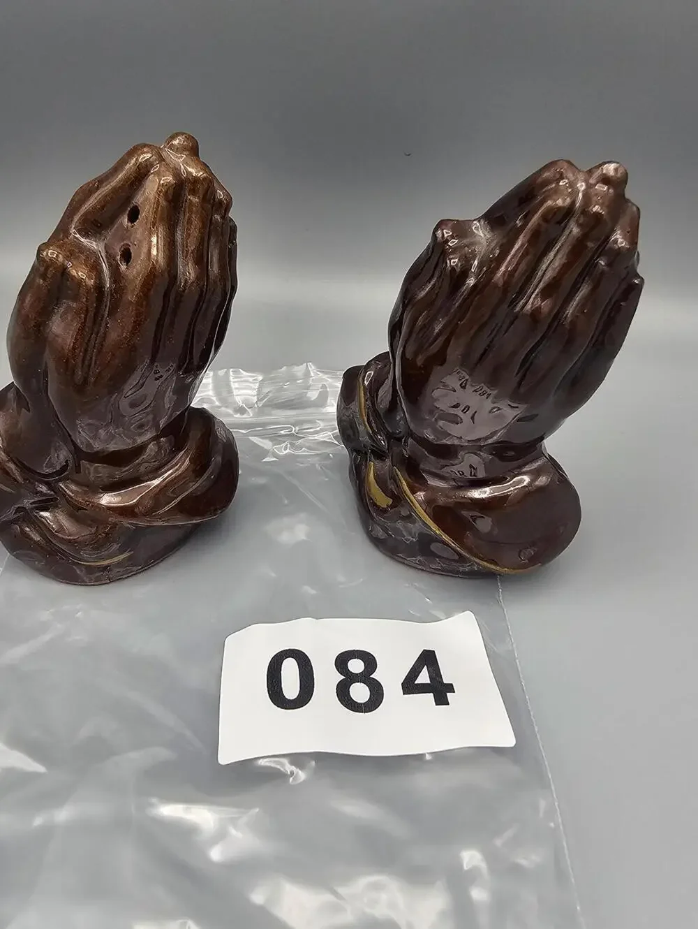 Vintage Ceramic Praying Hands Salt and Pepper Shakers
